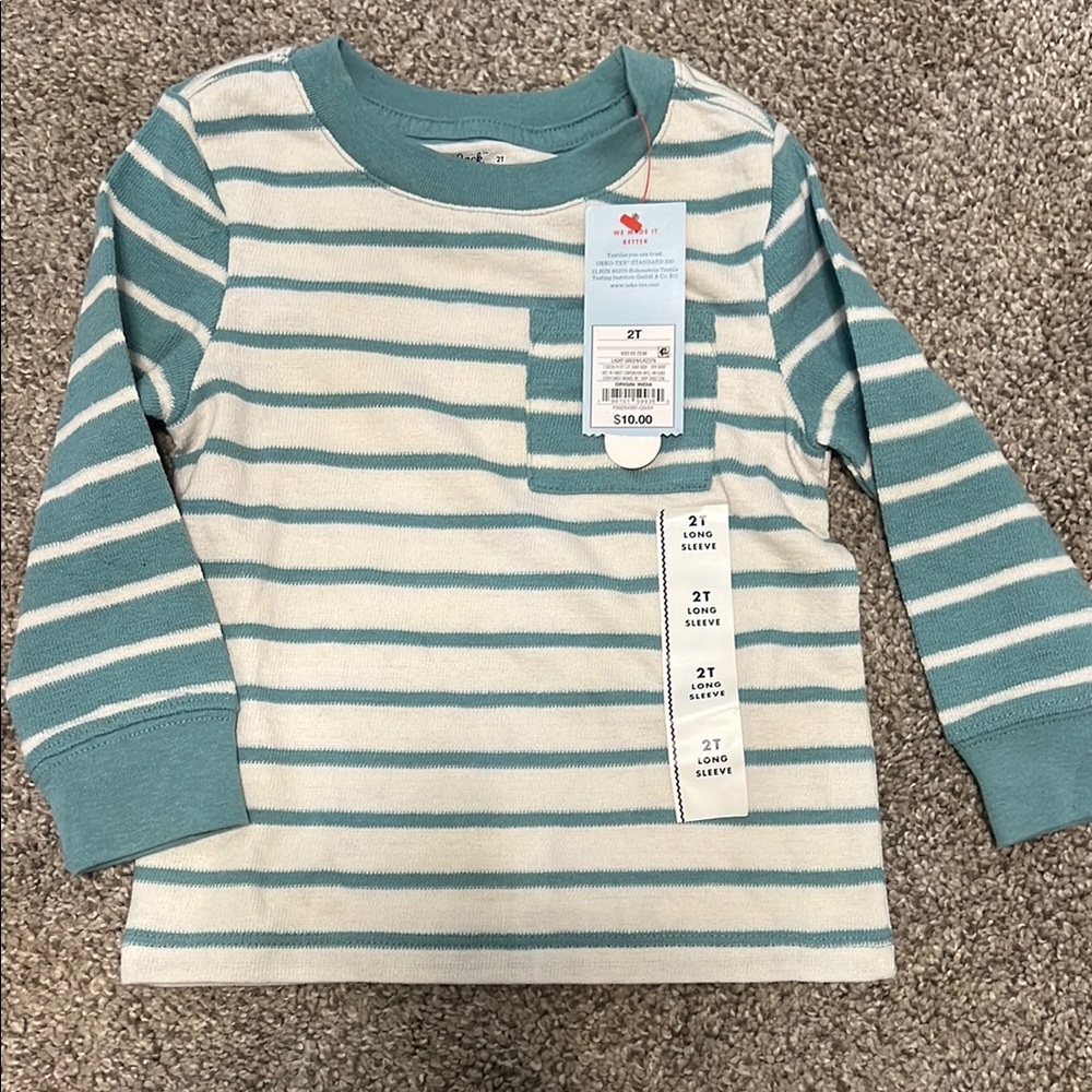 Cat & Jack White and Green Long Sleeve Tee